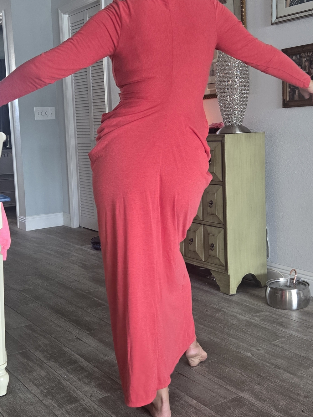 HALARA Coral Long Sleeve Maxi Dress